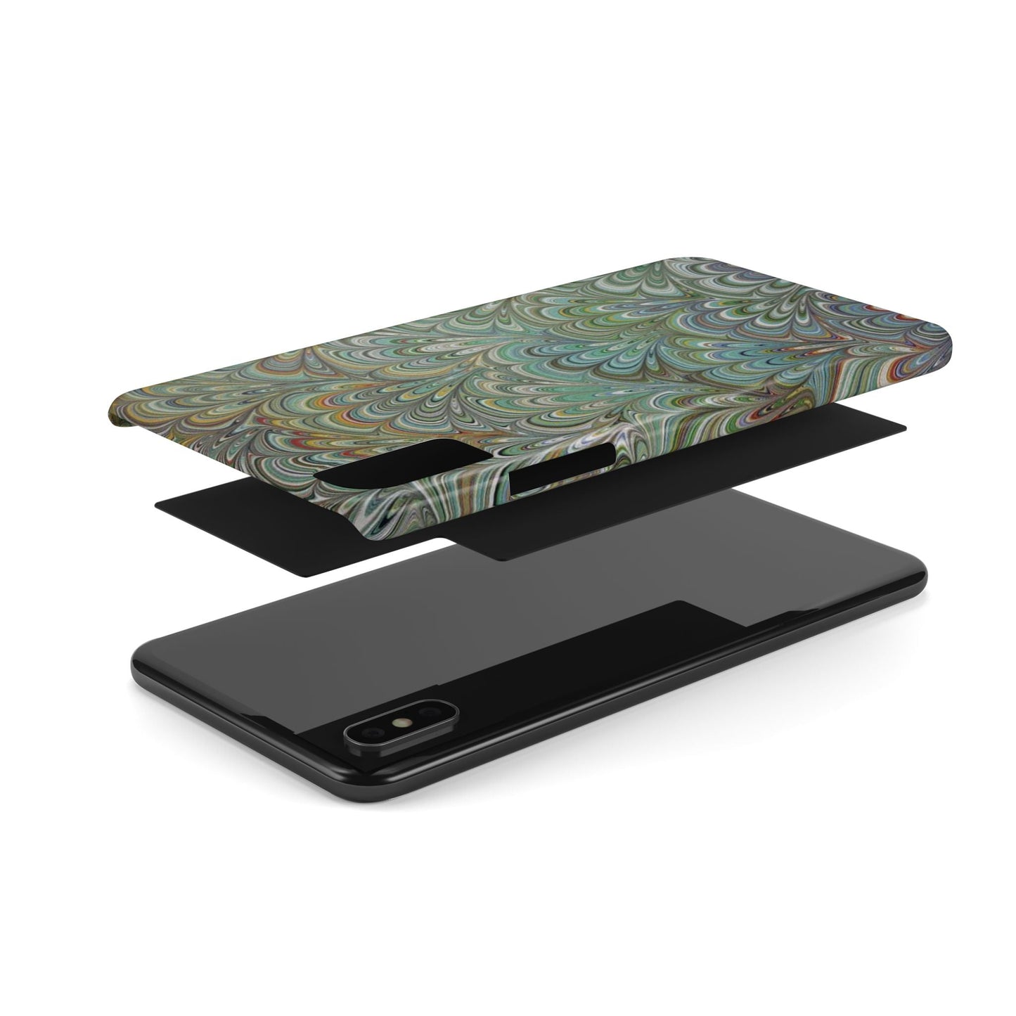 Deep Green Peacock Italian Marbled Design, Italy Feather Phone Case, Multi-Color, Slim Phone Cases, Case-Mate IPHONE16 and all sizes