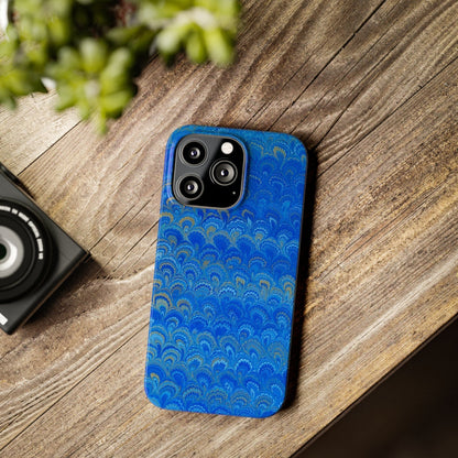 Blue Marbled Design, Italy Feather Phone Case, Multi-Color, Slim Phone Cases, Case-Mate IPHONE16 and all sizes