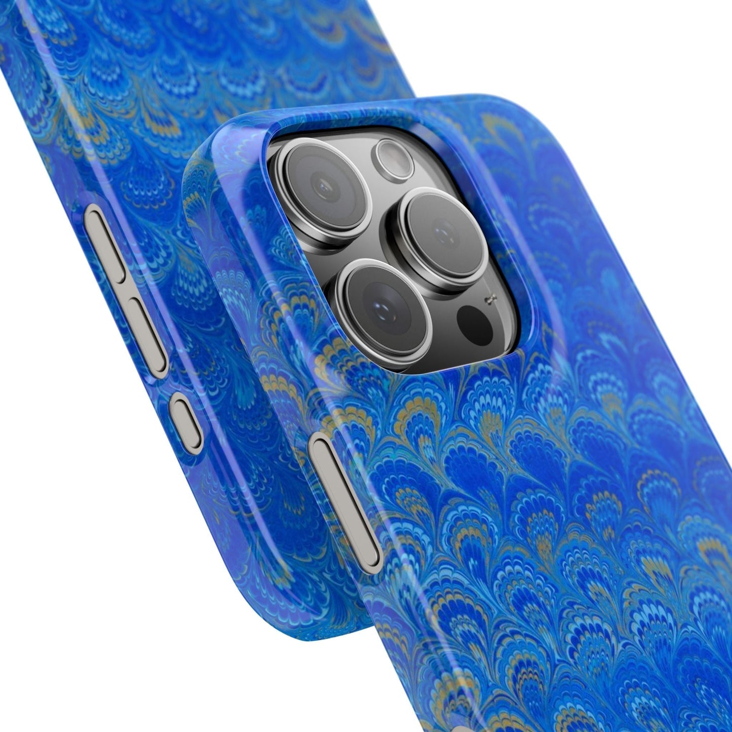 Blue Marbled Design, Italy Feather Phone Case, Multi-Color, Slim Phone Cases, Case-Mate IPHONE16 and all sizes